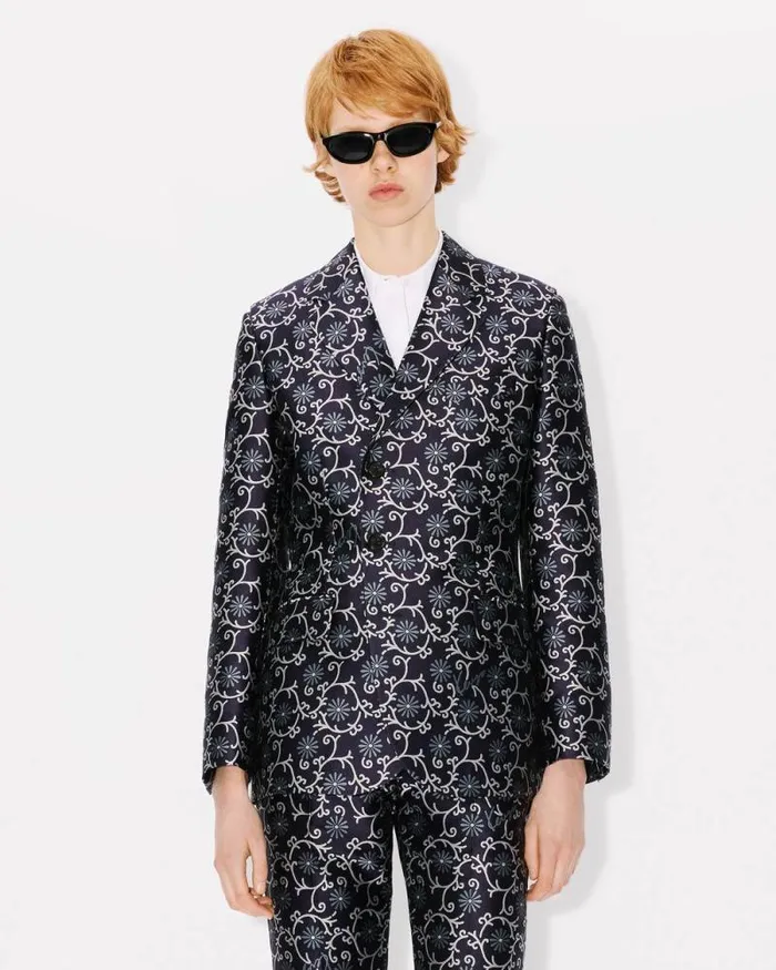 Women 039KENZO Marguerite039 Waisted Blazer Blue Black Kenzo Jackets And Coats
