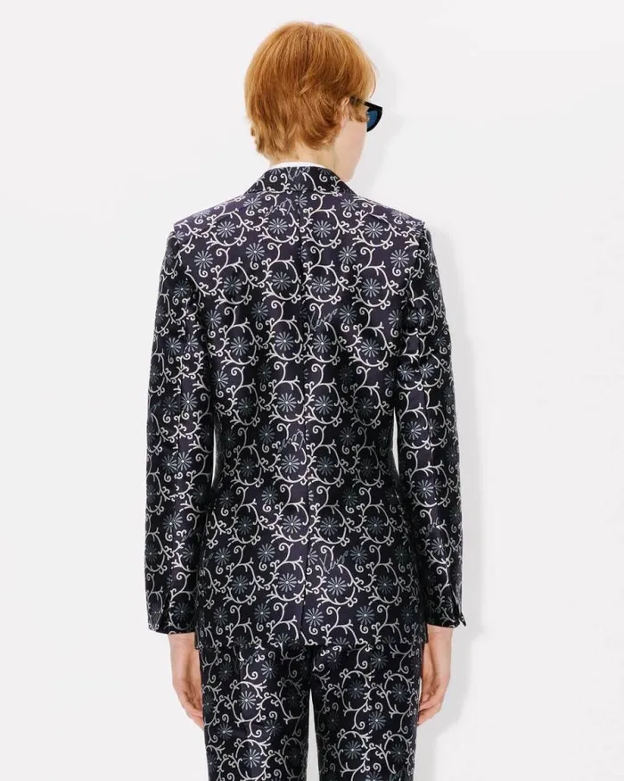 Women 039KENZO Marguerite039 Waisted Blazer Blue Black Kenzo Jackets And Coats