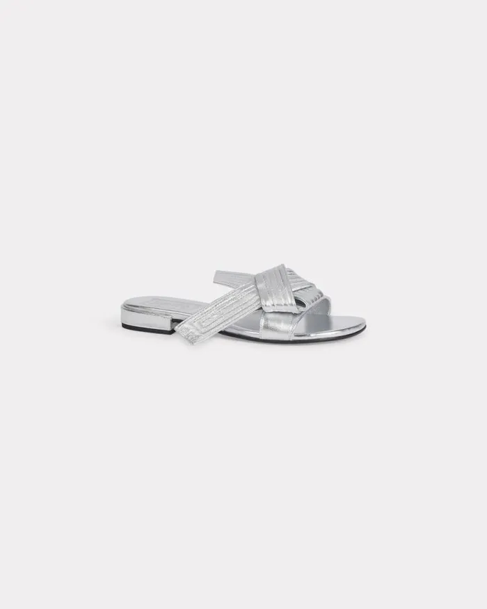 Women 039KENZO Oki039 Leather Mules Silver Kenzo Mules And Espadrilles
