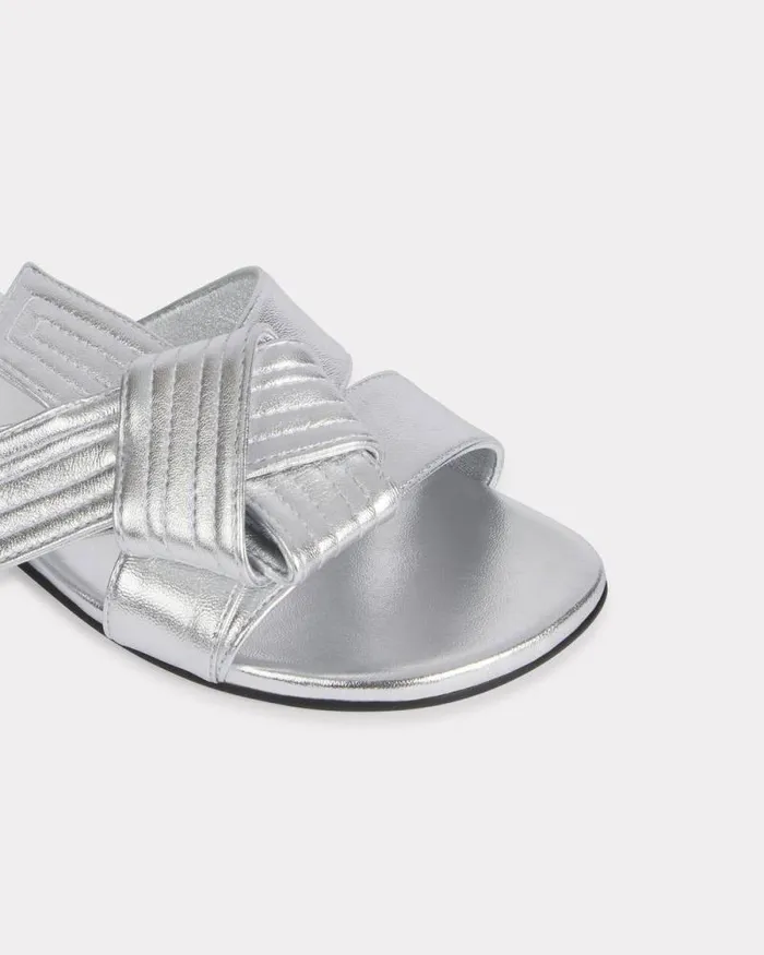 Women 039KENZO Oki039 Leather Mules Silver Kenzo Mules And Espadrilles