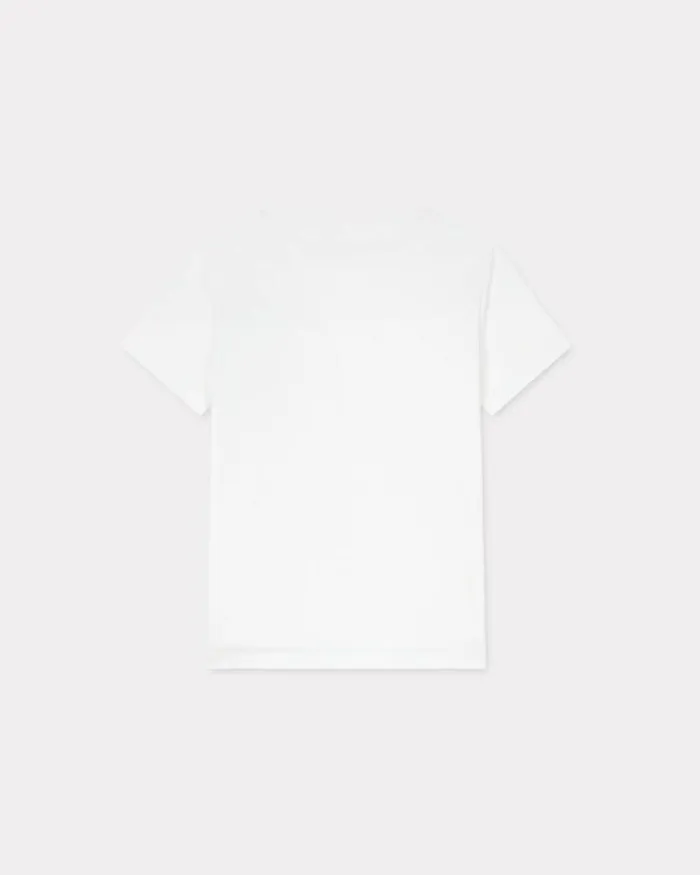 Women 039KENZO Star Tiger039 Embroidered Tshirt In Cotton Off White Kenzo Tshirts And Polos