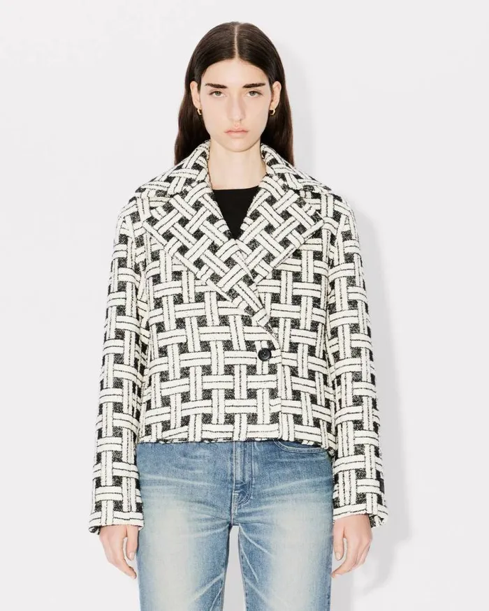 Women 039KENZO Weave039 Loose Jacket Black Kenzo Jackets And Coats