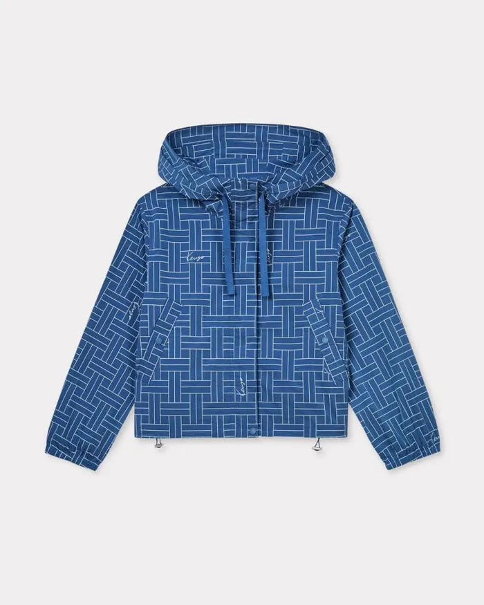 Women 039KENZO Weave039 Short Windbreaker Blue Kenzo Jackets And Coats