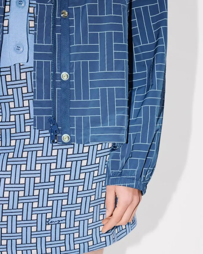 Women 039KENZO Weave039 Short Windbreaker Blue Kenzo Jackets And Coats