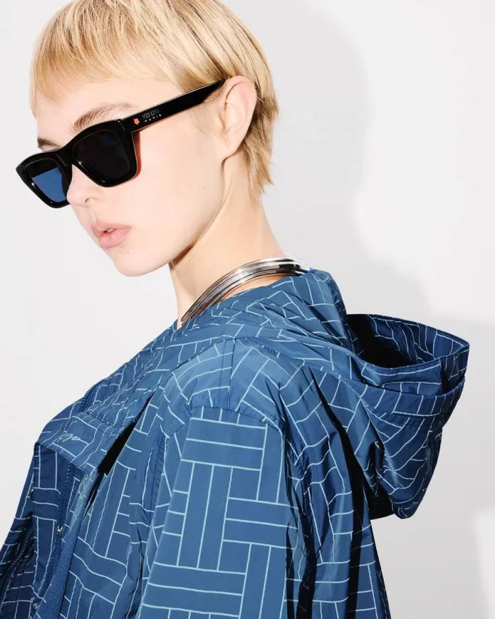 Women 039KENZO Weave039 Short Windbreaker Blue Kenzo Jackets And Coats