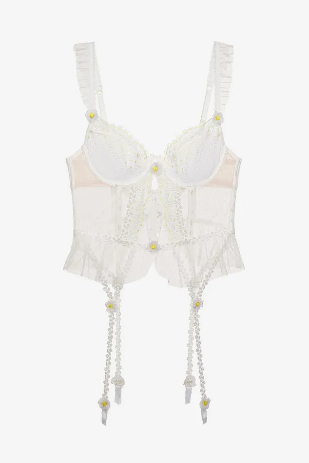 Women 3D Daisy Bustier White For Love and Lemons Lingerie Women 3D Daisy Bustier White For Love and Lemons Lingerie