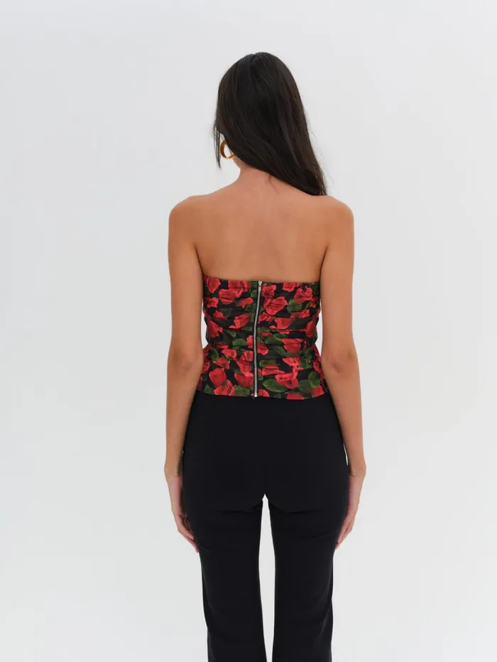 Women Abby Strapless Top Red For Love and Lemons Tops