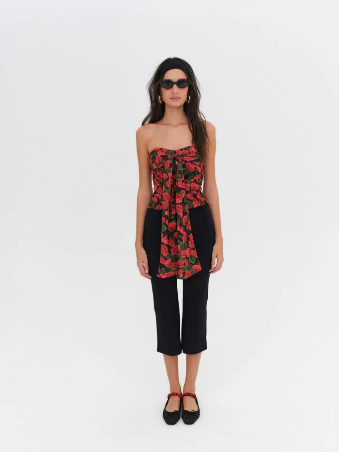 Women Abby Strapless Top Red For Love and Lemons Tops