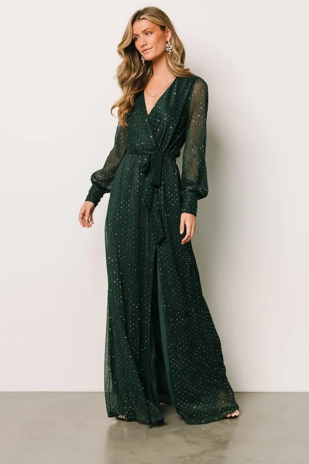 Women Abigail Sparkle Gown Emerald Baltic Born Embellished and Sequined