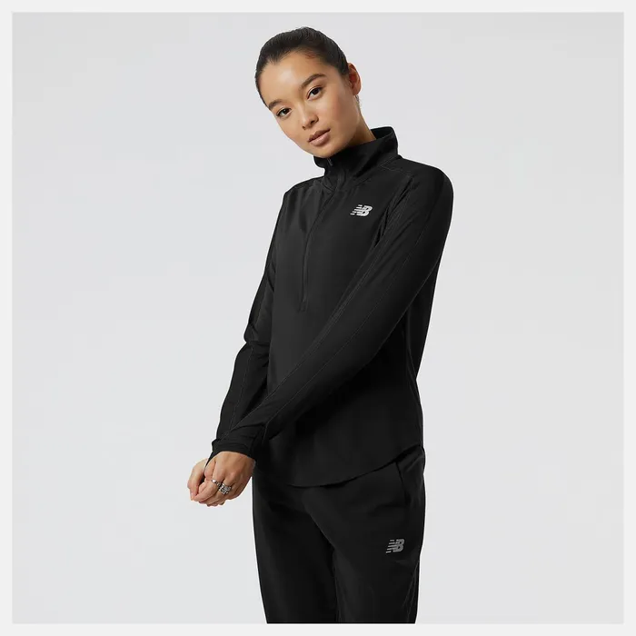 Women Accelerate Half Zip Black New Balance Hoodies and Sweatshirts