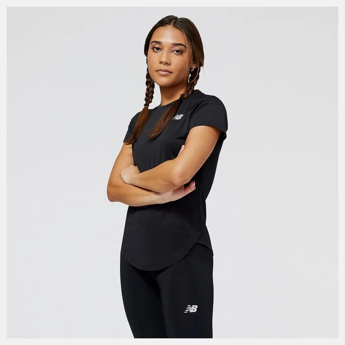 Women Accelerate Short Sleeve Top Black New Balance Shirts Women Accelerate Short Sleeve Top Black New Balance Shirts