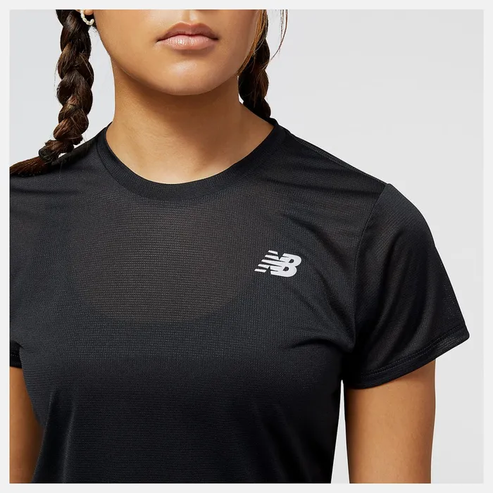 Women Accelerate Short Sleeve Top Black New Balance Shirts Women Accelerate Short Sleeve Top Black New Balance Shirts