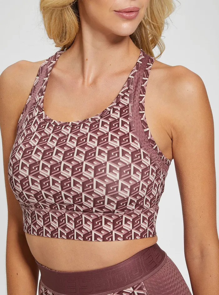 Women Activewear GUESS Eco Red G Cube Daria Active Top Women Activewear GUESS Eco Red G Cube Daria Active Top