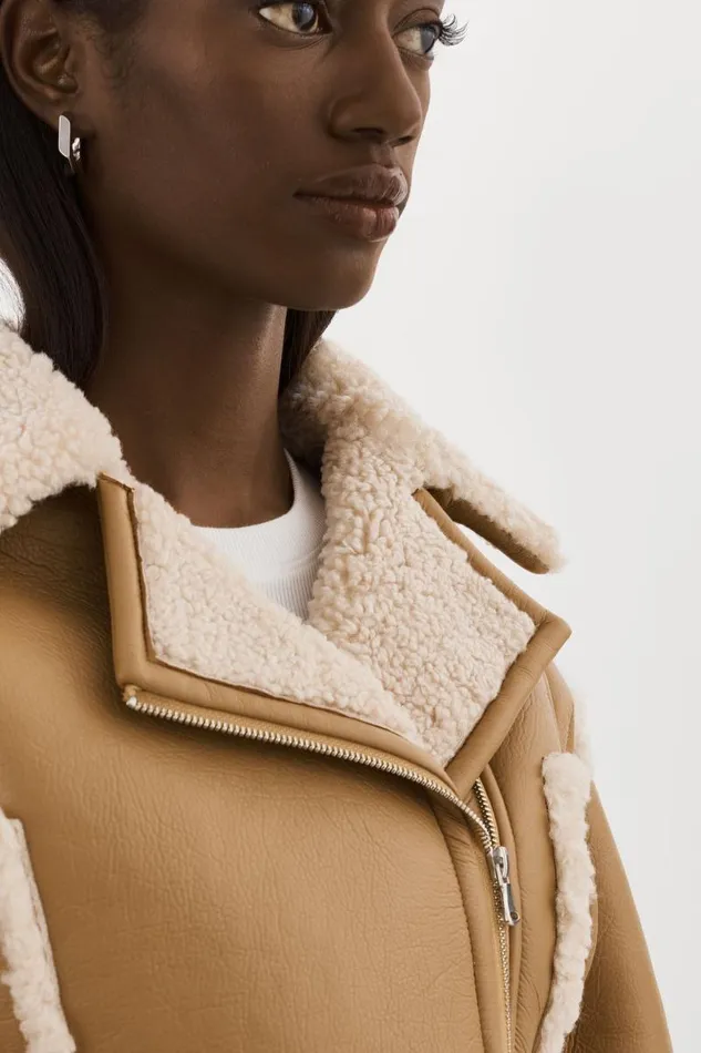 Women ADRINA Faux Shearling Crop Jacket Biscuit LAMARQUE Sherpa Women ADRINA Faux Shearling Crop Jacket Biscuit LAMARQUE Sherpa