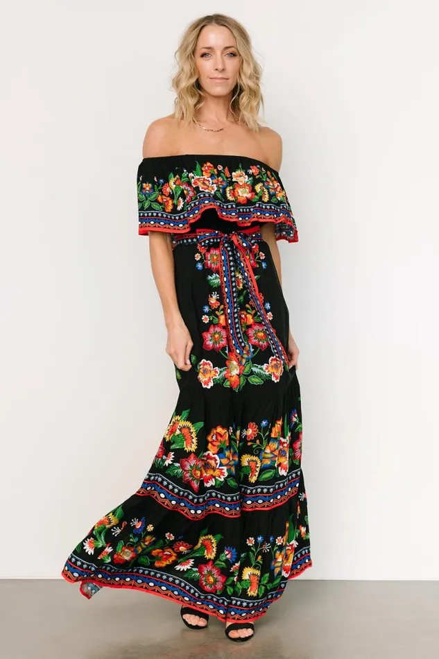 Women Alejandra Maxi Dress Black Multi Floral Baltic Born Maxi Dresses