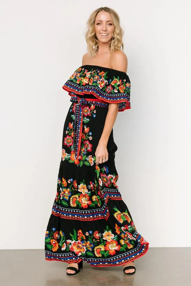 Women Alejandra Maxi Dress Black Multi Floral Baltic Born Maxi Dresses Women Alejandra Maxi Dress Black Multi Floral Baltic Born Maxi Dresses