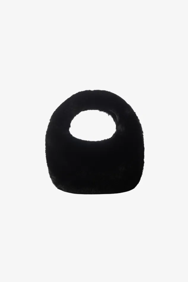 Women ALIX Mini Faux Fur Hobo Bag Black LAMARQUE Bags