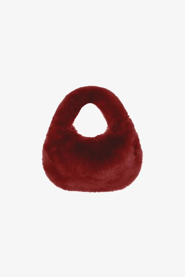 Women ALIX Mini Faux Fur Hobo Bag Maroon LAMARQUE Bags