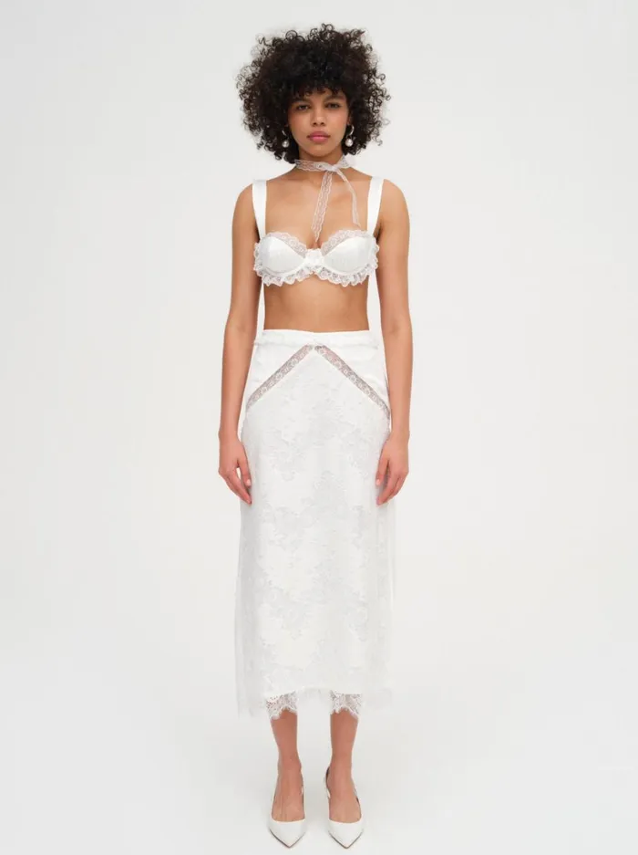 Women Allira Lace Bra Top White For Love and Lemons Tops