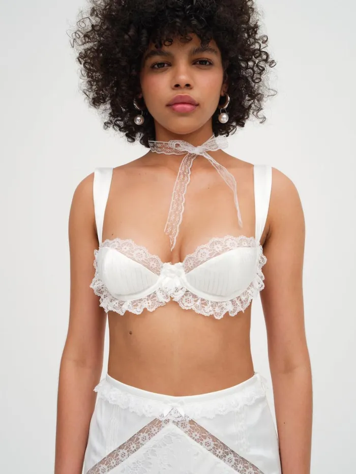 Women Allira Lace Bra Top White For Love and Lemons Tops