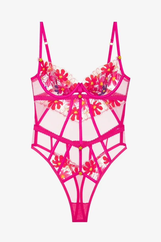 Women Anemone Floral Teddy Pink For Love and Lemons Lingerie Women Anemone Floral Teddy Pink For Love and Lemons Lingerie