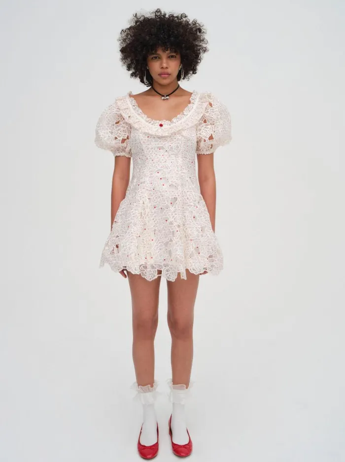 Women Aphrodite Embroidered Mini Dress White For Love and Lemons Dresses