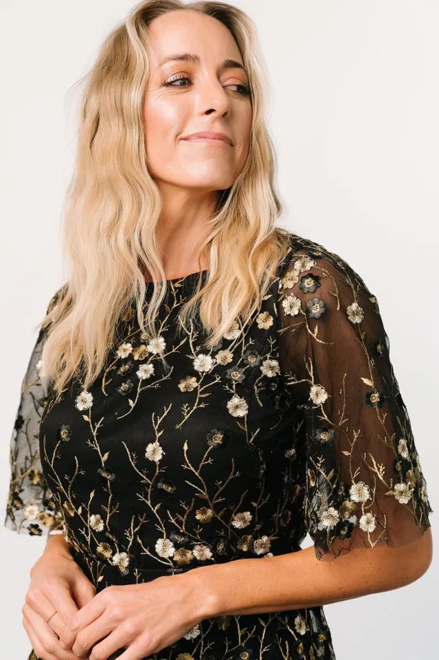 Women Arabella Embroidered Tulle Maxi Dress Gold Black Baltic Born Maxi Dresses Women Arabella Embroidered Tulle Maxi Dress Gold Black Baltic Born Maxi Dresses