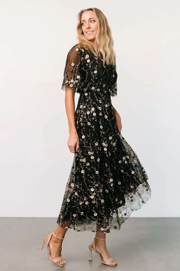 Women Arabella Embroidered Tulle Maxi Dress Gold Black Baltic Born Maxi Dresses Women Arabella Embroidered Tulle Maxi Dress Gold Black Baltic Born Maxi Dresses