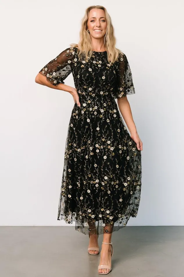 Women Arabella Embroidered Tulle Maxi Dress Gold Black Baltic Born Maxi Dresses Women Arabella Embroidered Tulle Maxi Dress Gold Black Baltic Born Maxi Dresses