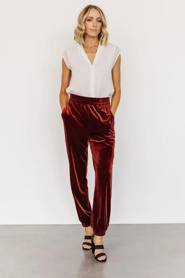 Women Archie Velvet Jogger Pants Cinnamon Baltic Born Pants