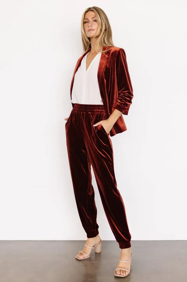 Women Archie Velvet Jogger Pants Cinnamon Baltic Born Pants