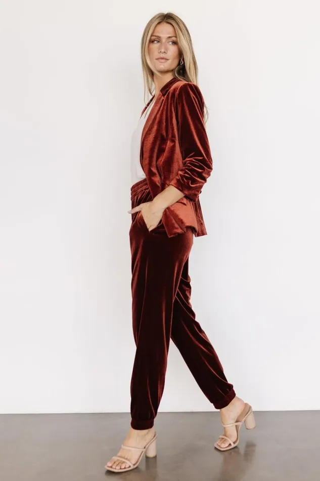 Women Archie Velvet Jogger Pants Cinnamon Baltic Born Pants