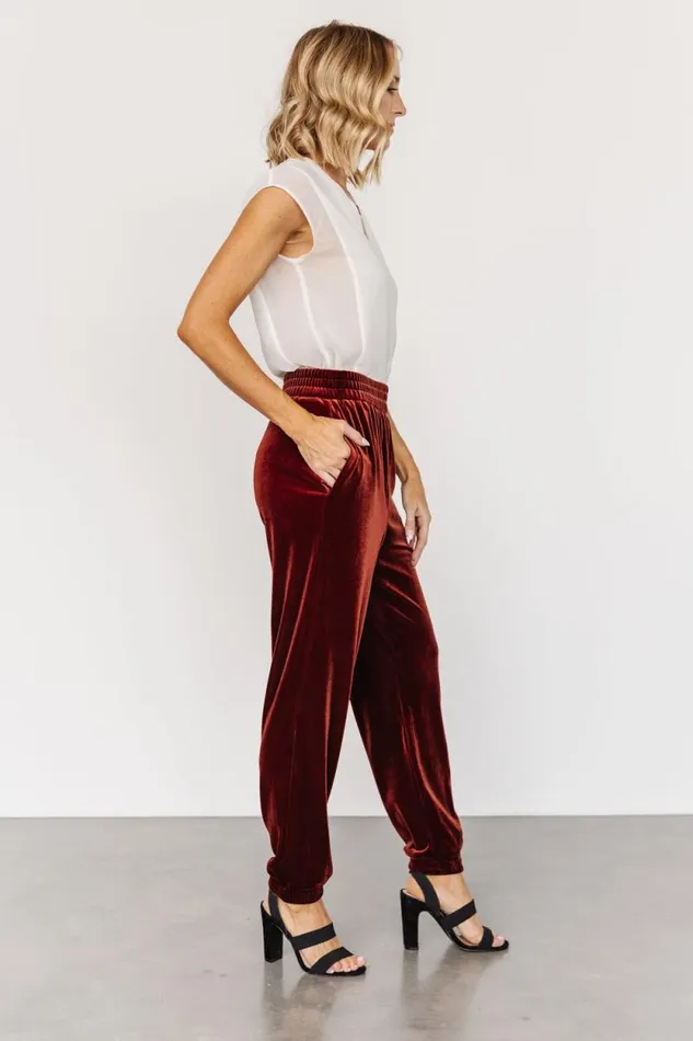 Women Archie Velvet Jogger Pants Cinnamon Baltic Born Pants