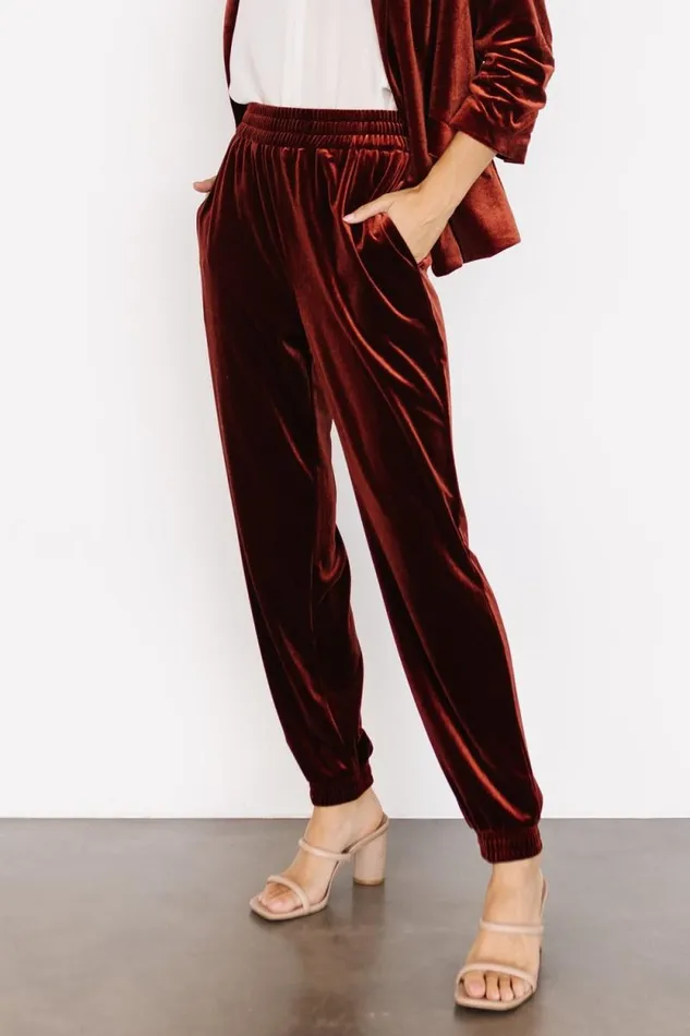 Women Archie Velvet Jogger Pants Cinnamon Baltic Born Pants
