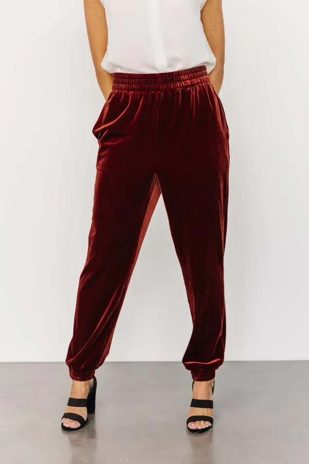 Women Archie Velvet Jogger Pants Cinnamon Baltic Born Pants