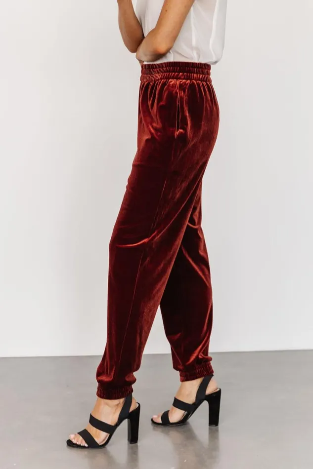 Women Archie Velvet Jogger Pants Cinnamon Baltic Born Pants