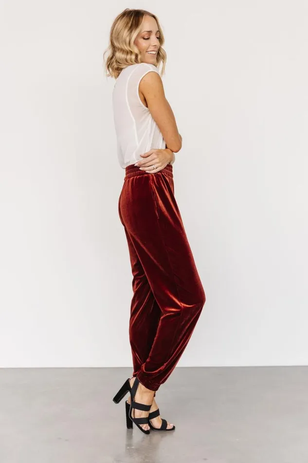 Women Archie Velvet Jogger Pants Cinnamon Baltic Born Pants