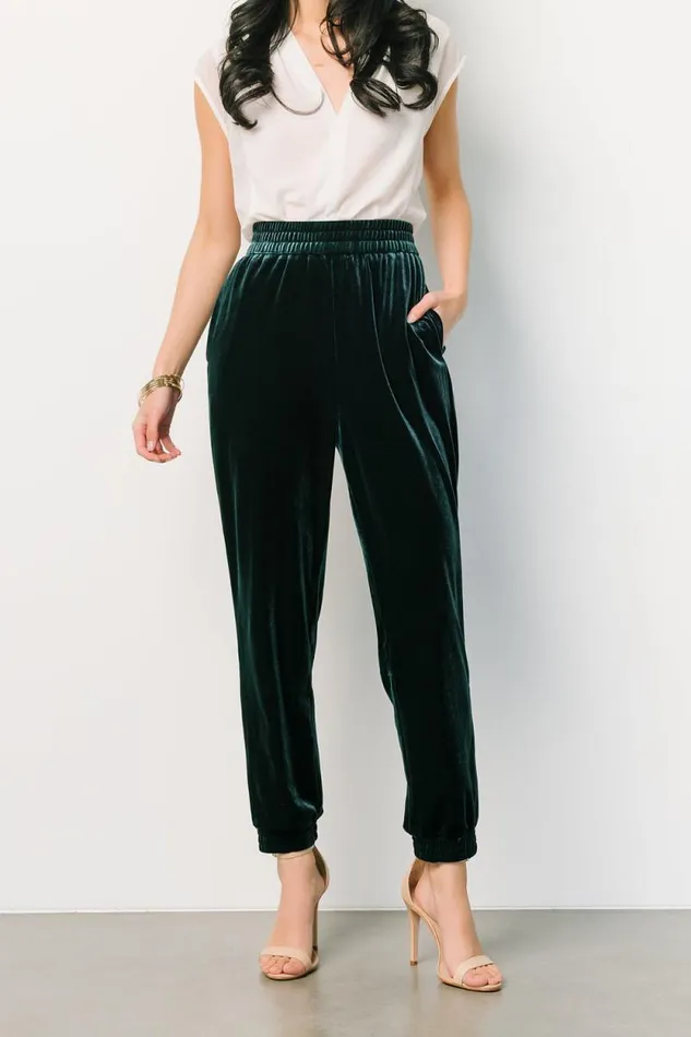 Women Archie Velvet Jogger Pants Dark Green Baltic Born Pants Women Archie Velvet Jogger Pants Dark Green Baltic Born Pants