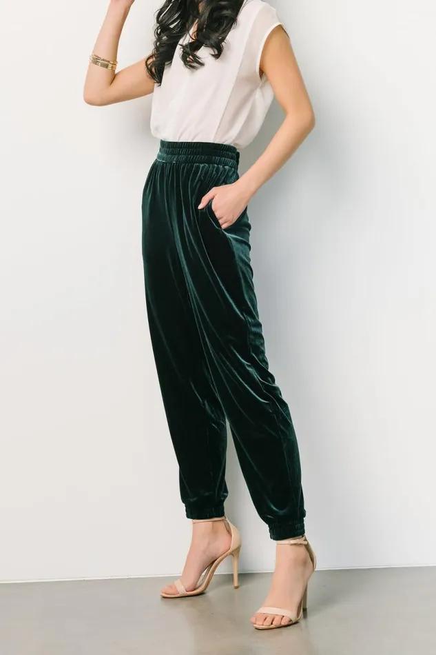 Women Archie Velvet Jogger Pants Dark Green Baltic Born Pants Women Archie Velvet Jogger Pants Dark Green Baltic Born Pants
