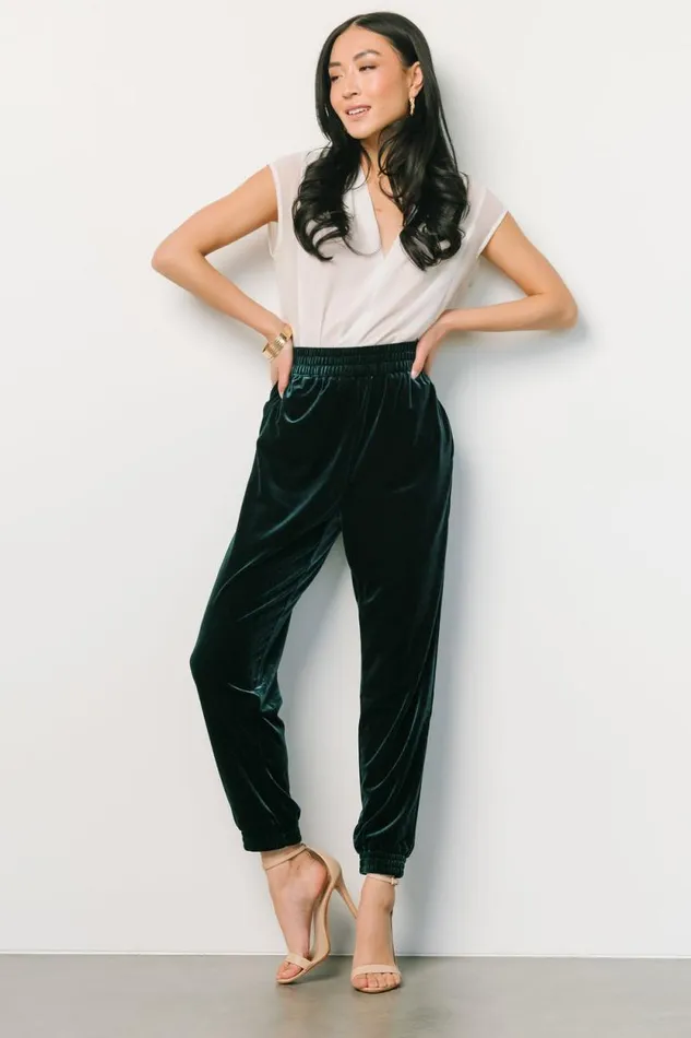 Women Archie Velvet Jogger Pants Dark Green Baltic Born Pants Women Archie Velvet Jogger Pants Dark Green Baltic Born Pants