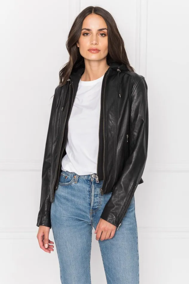 Women ARLETTE Leather Biker Jacket Black LAMARQUE Leather Jackets
