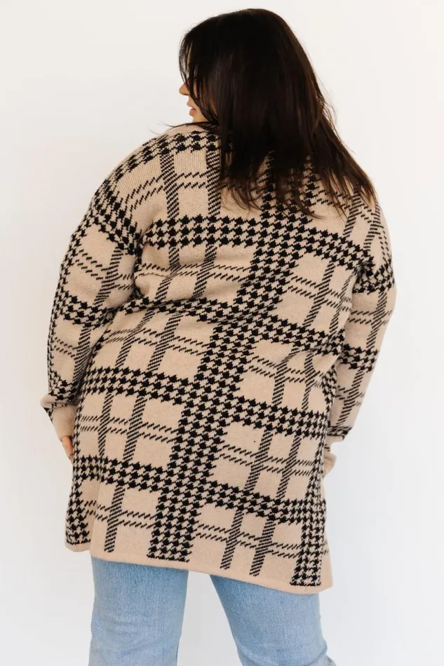 Women Arvo Houndstooth Long Cardigan Taupe Black Baltic Born Sweaters Women Arvo Houndstooth Long Cardigan Taupe Black Baltic Born Sweaters