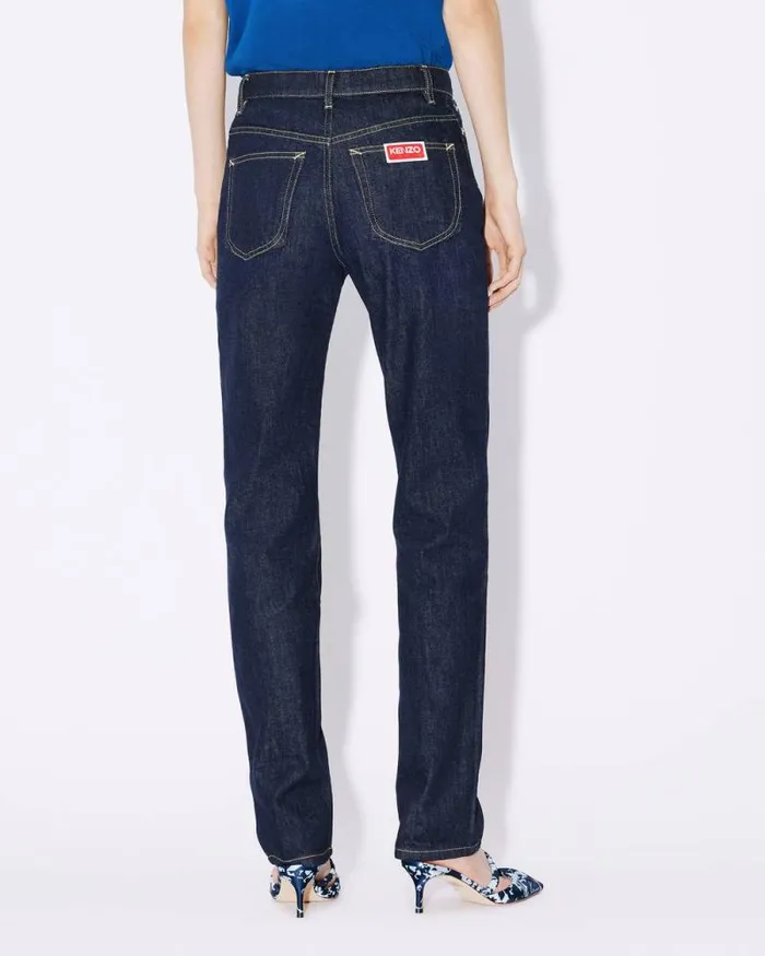Women ASAGAO Straight Jeans In Japanese Denim Rinse Blue Denim Kenzo Pants And Shorts
