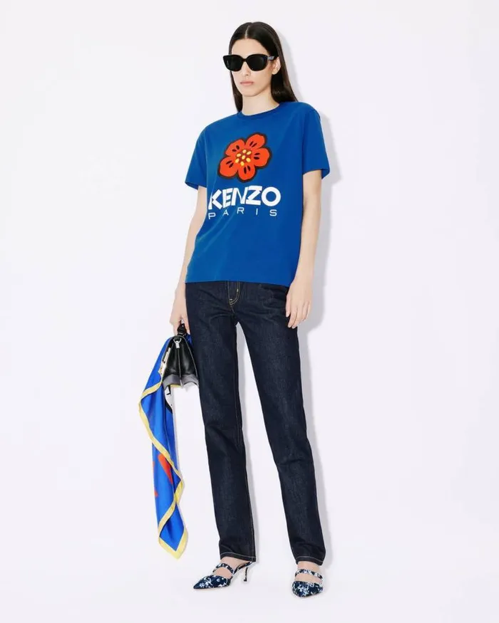 Women ASAGAO Straight Jeans In Japanese Denim Rinse Blue Denim Kenzo Pants And Shorts