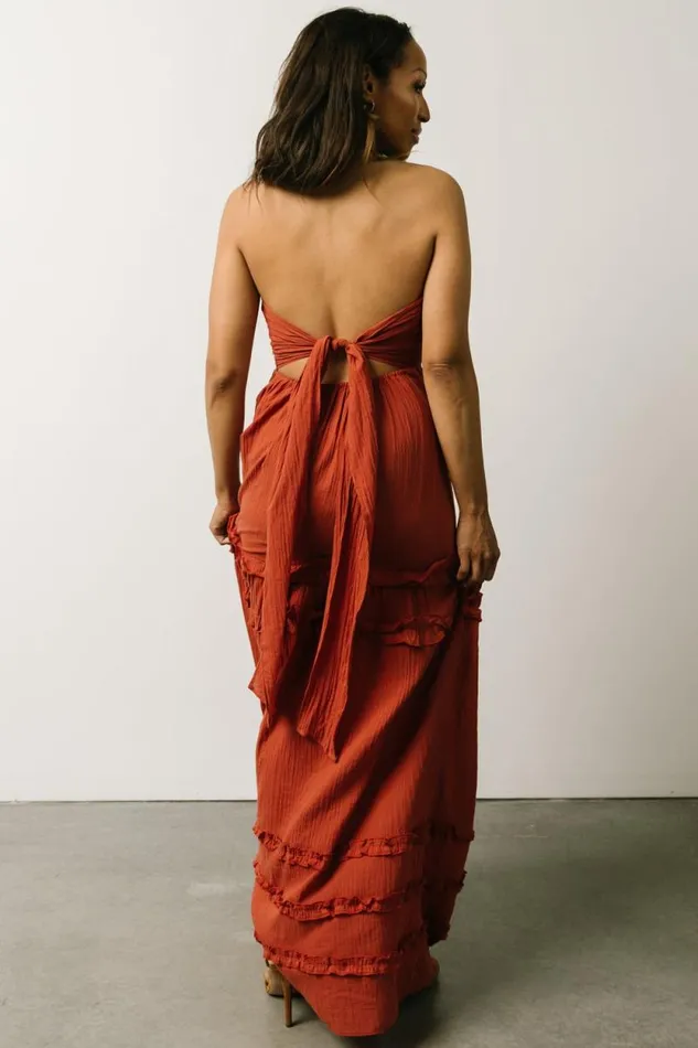 Women Augusta Halter Neck Maxi Dress Terracotta Baltic Born Maxi Dresses Women Augusta Halter Neck Maxi Dress Terracotta Baltic Born Maxi Dresses