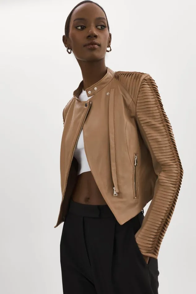 Women AZRA Leather Jacket Mocha LAMARQUE Leather Jackets