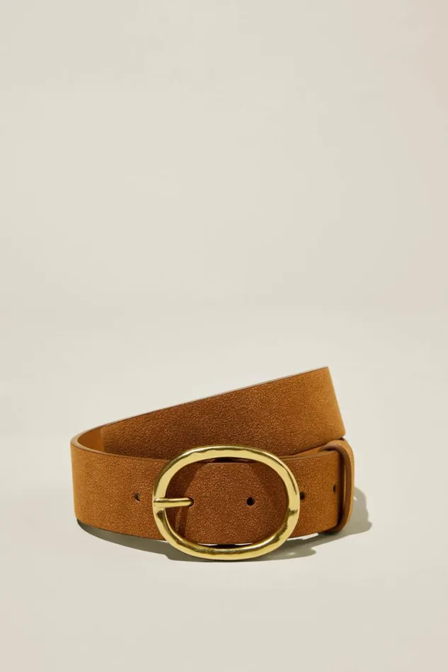 Women Bags and Belts Cotton On Molten Buckle Belt Tanbrushed Gold