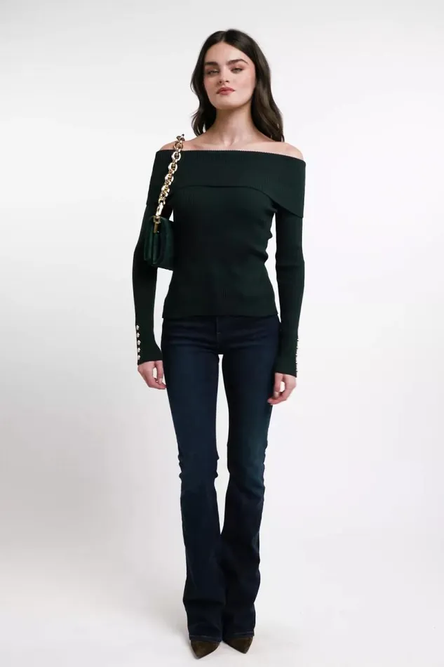 Women Bardot Knit Deep Emerald Holland Cooper Knitwear Women Bardot Knit Deep Emerald Holland Cooper Knitwear