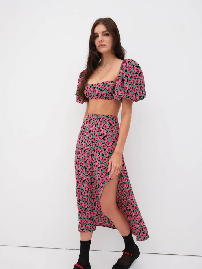 Women Barolo Midi Skirt Red For Love and Lemons Bottoms