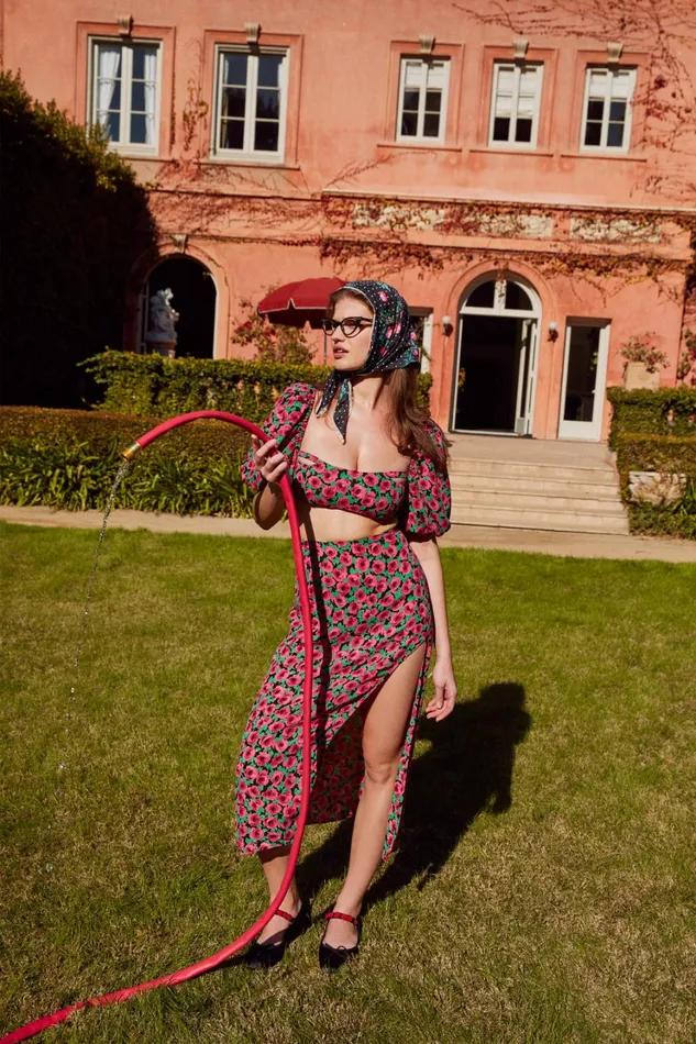 Women Barolo Midi Skirt Red For Love and Lemons Bottoms Women Barolo Midi Skirt Red For Love and Lemons Bottoms